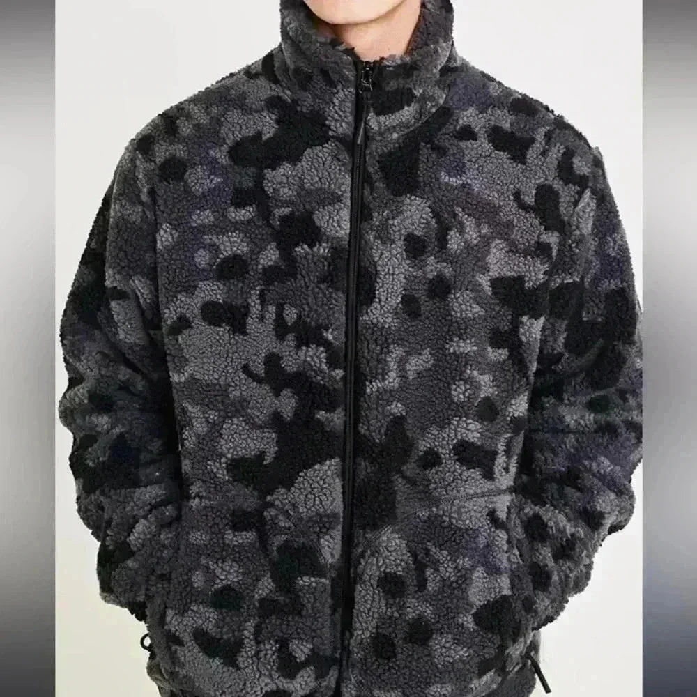 Edwin Teddy Camo Gray Fleece Sherpa Jacket - Size Medium